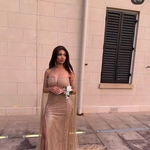jocelina gold glitter gown